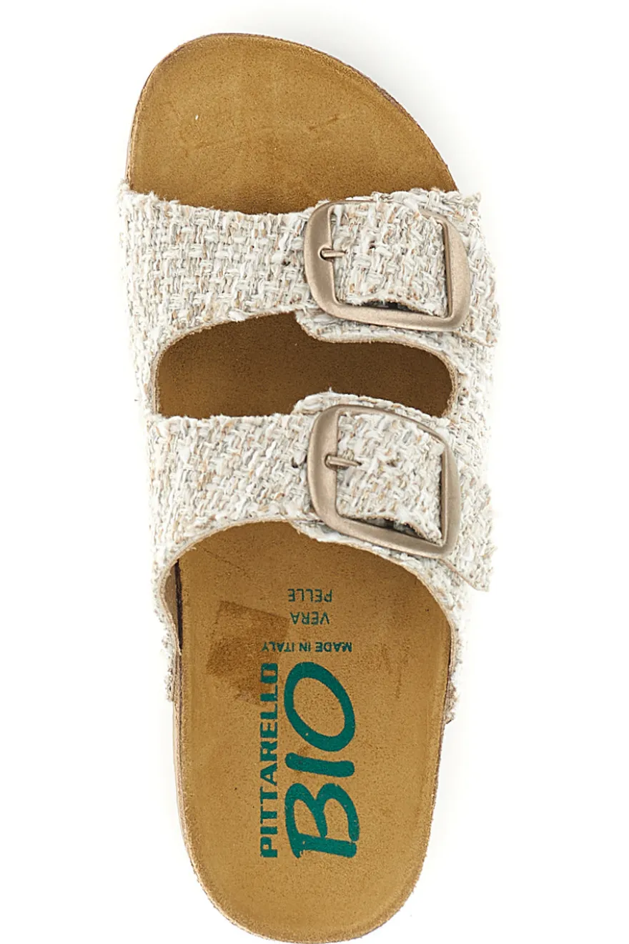Ciabatte beige effetto intrecciato con sottopiede in vera pelle Pittarello Bio 335P20630SR