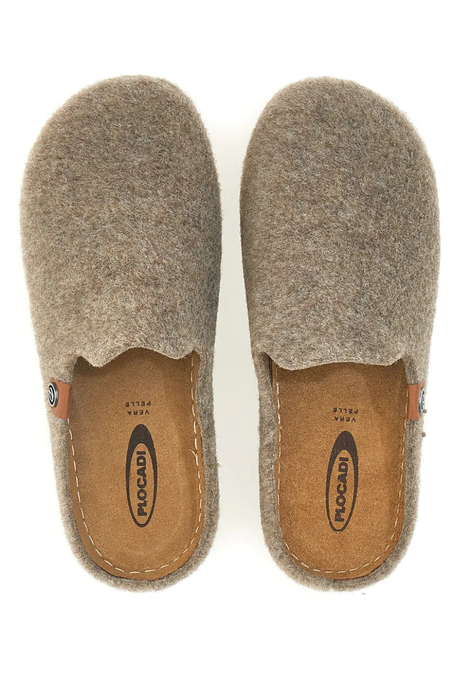 Ciabatte beige in feltro con suola ergonomica Plocadi 11902LO