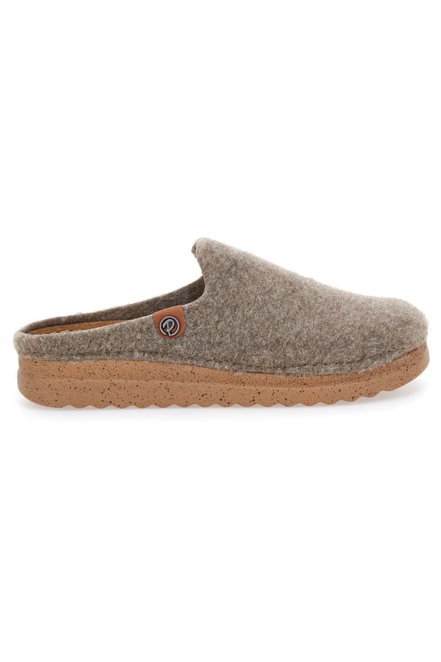 Ciabatte beige in feltro con suola ergonomica Plocadi 11902LO