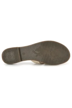 Ciabatte beige in vera pelle con fasce incrociate Pittarello sun TIMA3960