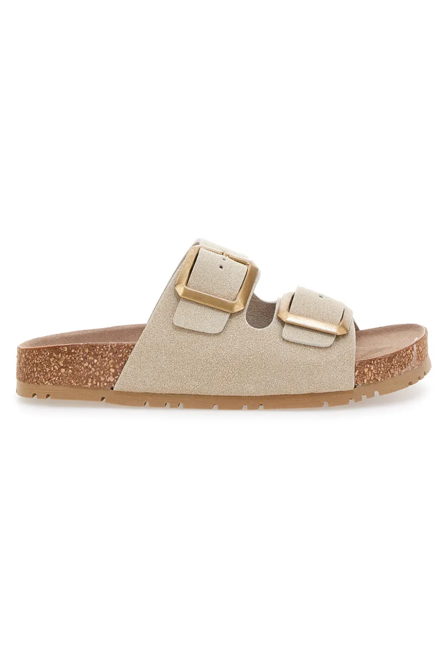Ciabatte beige neutro doppia fibbia Pittarello Green Walk vegan 335CF20631S