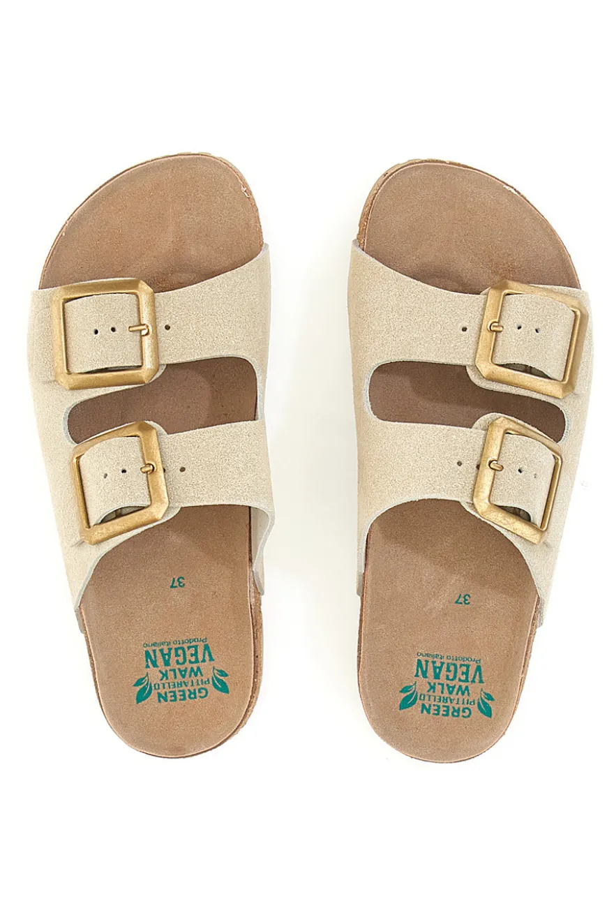 Ciabatte beige neutro doppia fibbia Pittarello Green Walk vegan 335CF20631S