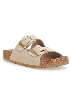 Ciabatte beige neutro doppia fibbia Pittarello Green Walk vegan 335CF20631S