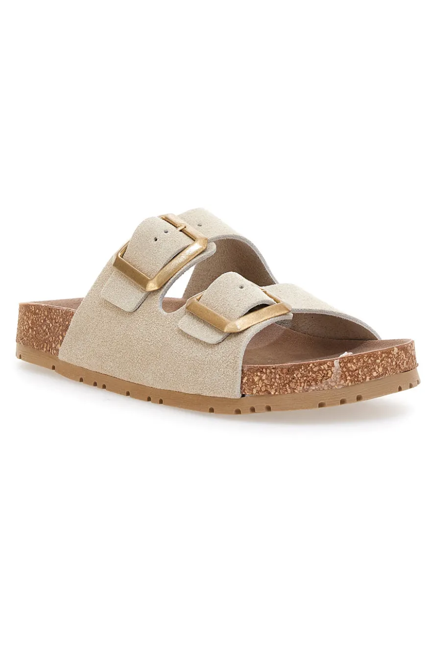 Ciabatte beige neutro doppia fibbia Pittarello Green Walk vegan 335CF20631S