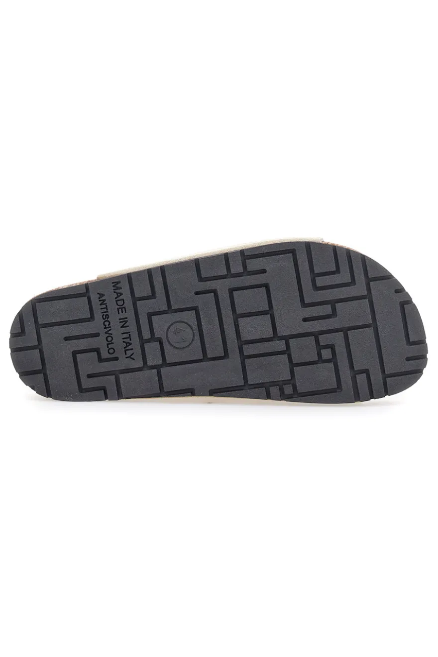 Ciabatte beige neutro doppia fibbia suola antiscivolo Pittarello Green Walk vegan 335CF038S