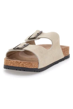 Ciabatte beige neutro doppia fibbia suola antiscivolo Pittarello Green Walk vegan 335CF038S