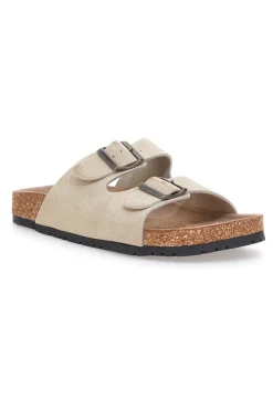 Ciabatte beige neutro doppia fibbia suola antiscivolo Pittarello Green Walk vegan 335CF038S