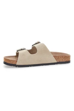Ciabatte beige neutro doppia fibbia suola antiscivolo Pittarello Green Walk vegan 335CF038S