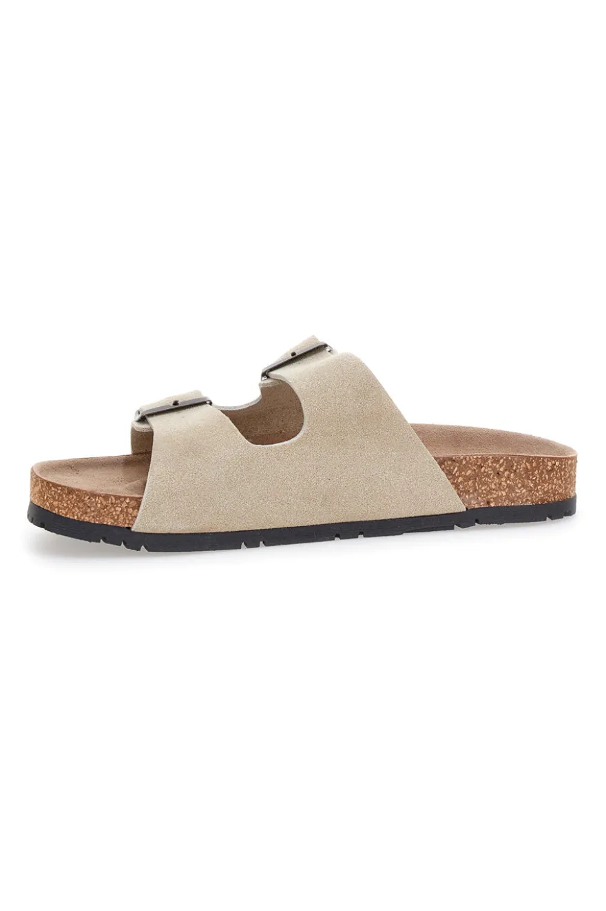 Ciabatte beige neutro doppia fibbia suola antiscivolo Pittarello Green Walk vegan 335CF038S