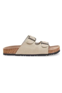 Ciabatte beige neutro doppia fibbia suola antiscivolo Pittarello Green Walk vegan 335CF038S