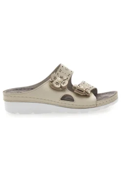 Ciabatte beige traforate con doppia fibbia comfort TIGLIO 54344