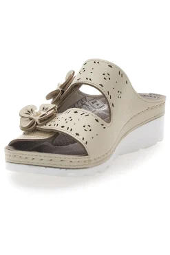 Ciabatte beige traforate con doppia fibbia comfort TIGLIO 54344