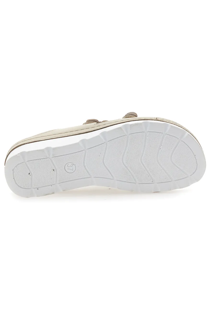 Ciabatte beige traforate con doppia fibbia comfort TIGLIO 54344