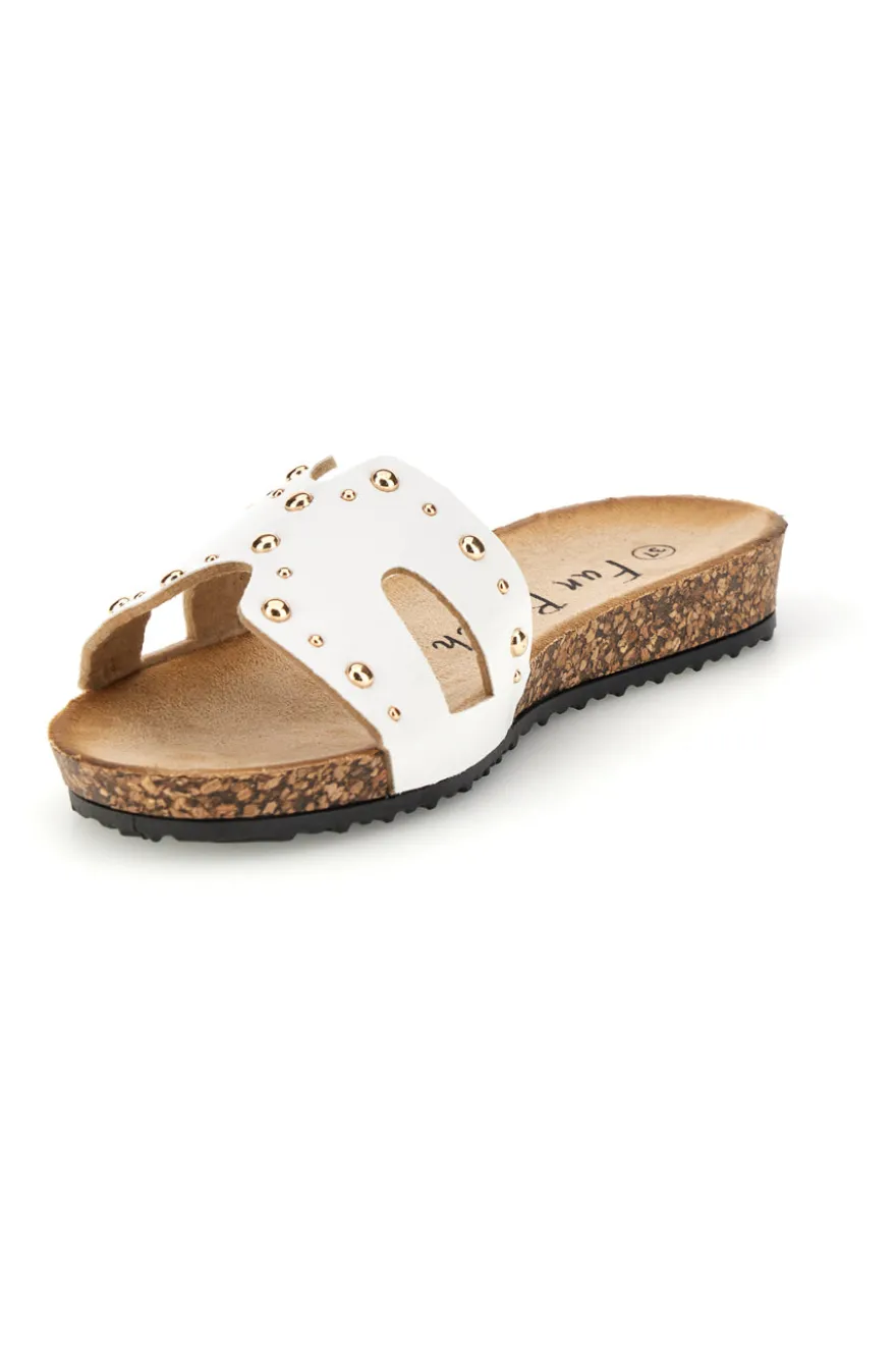 Ciabatte bianche con borchie Fun beach 18108