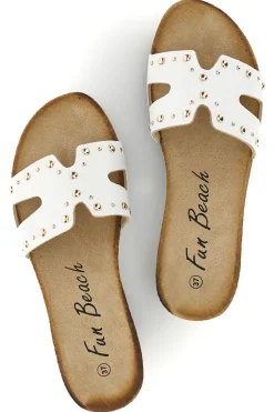 Ciabatte bianche con borchie Fun beach 18108