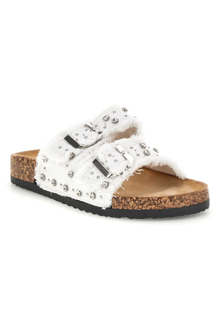 Ciabatte Bianche con borchie e brillantini Me & me 12502