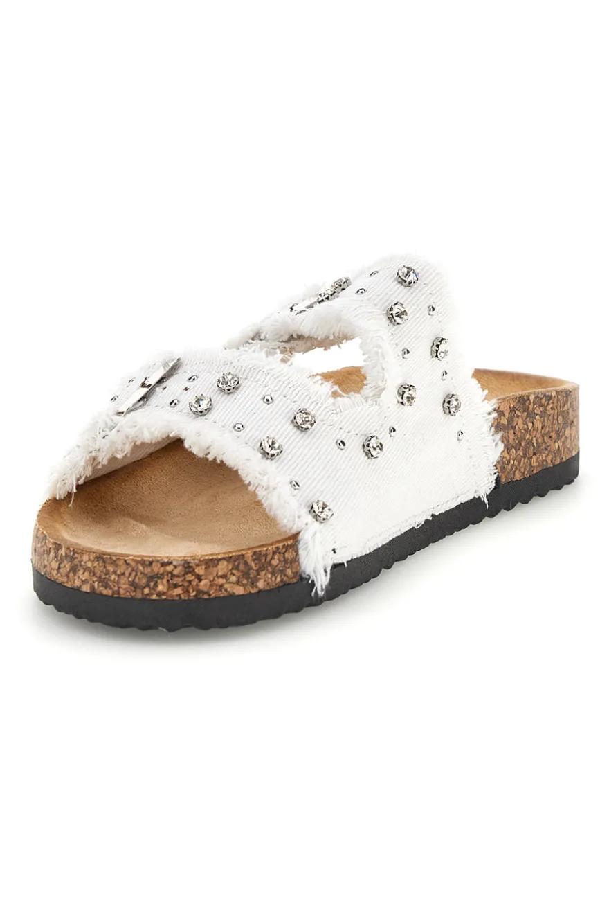 Ciabatte Bianche con borchie e brillantini Me & me 12502