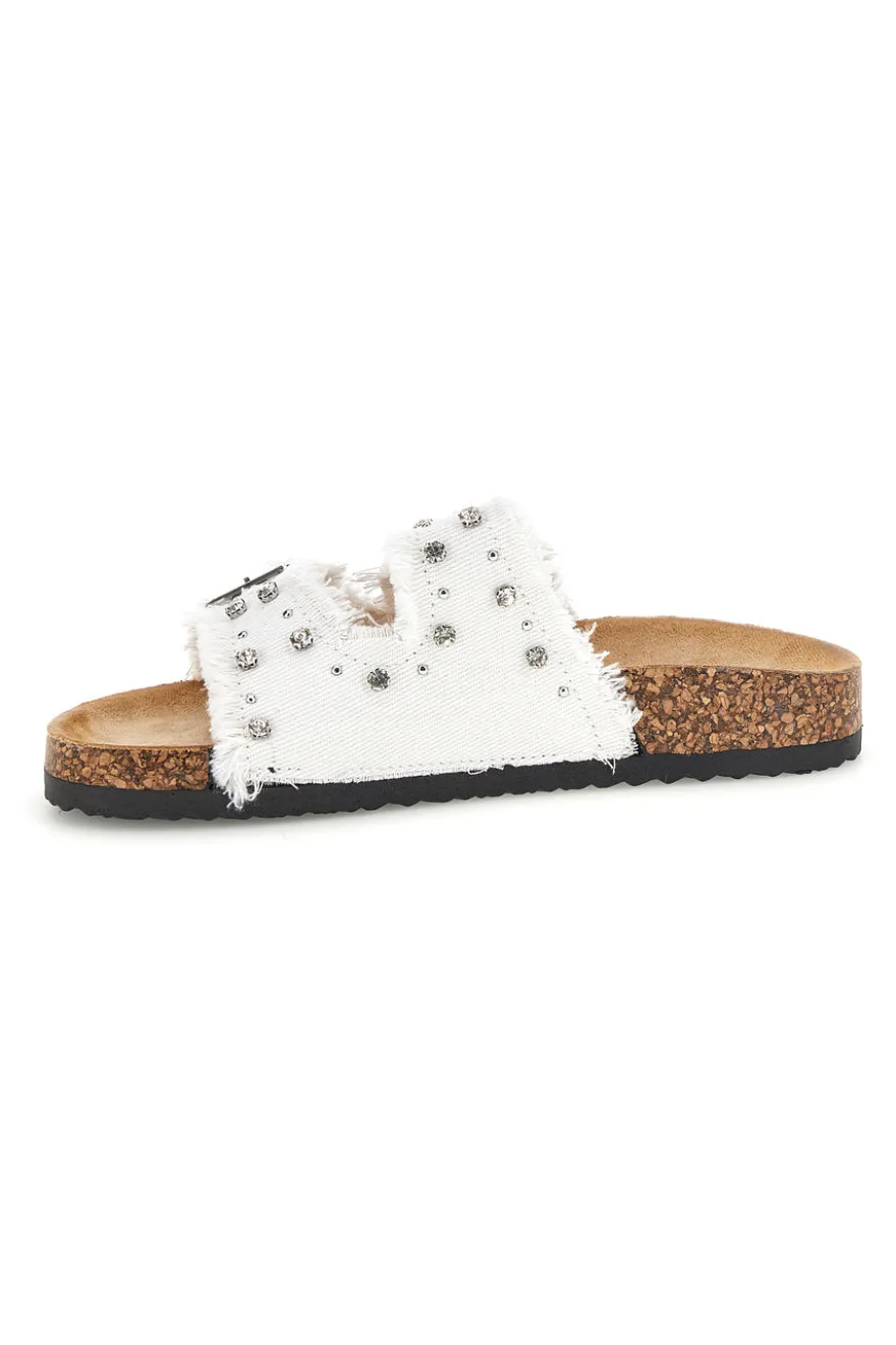 Ciabatte Bianche con borchie e brillantini Me & me 12502