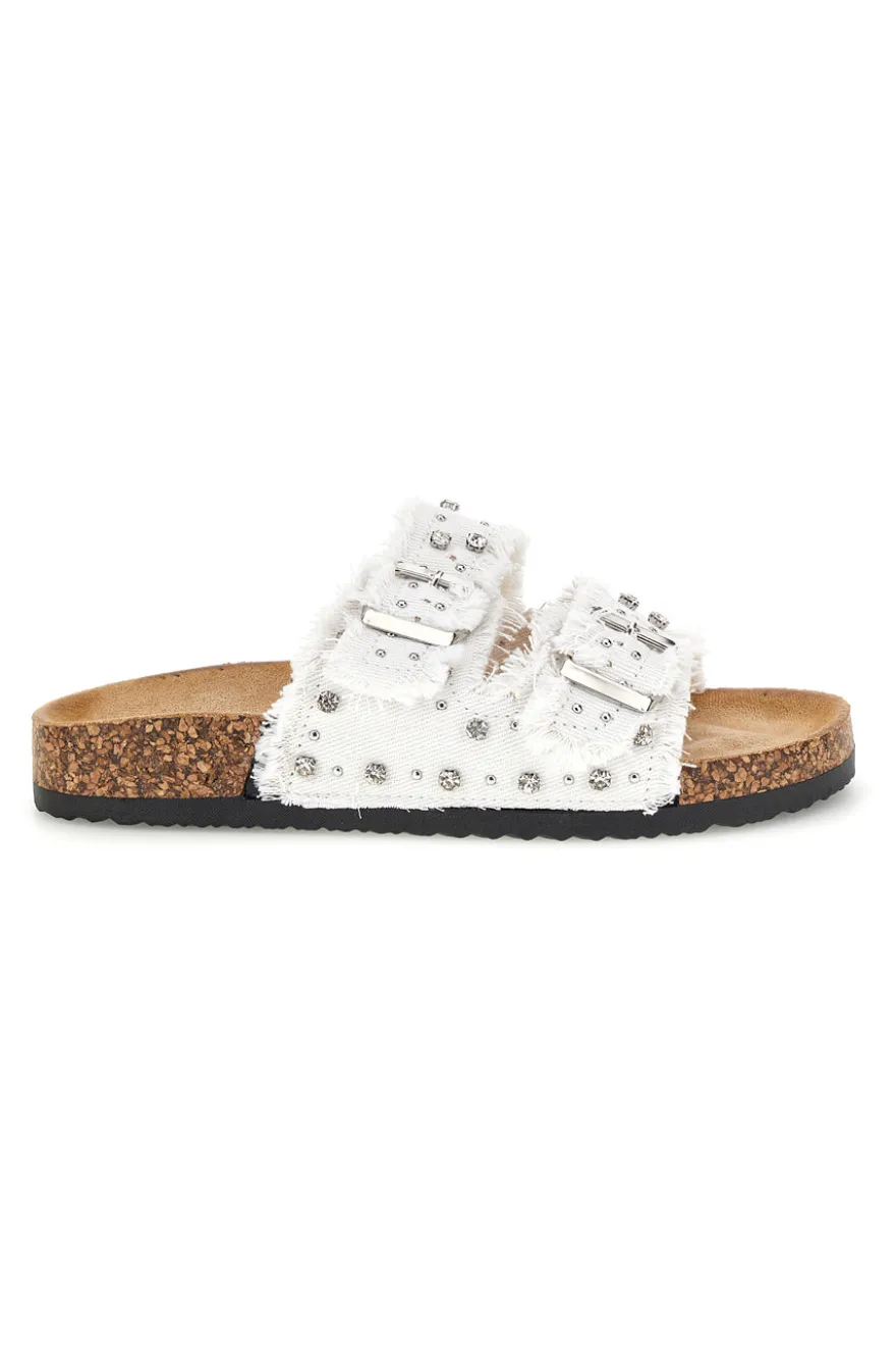 Ciabatte Bianche con borchie e brillantini Me & me 12502