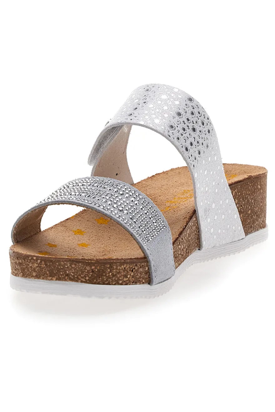 Ciabatte Bianche Con Brillantini Argentati Pittarello Bio 293480