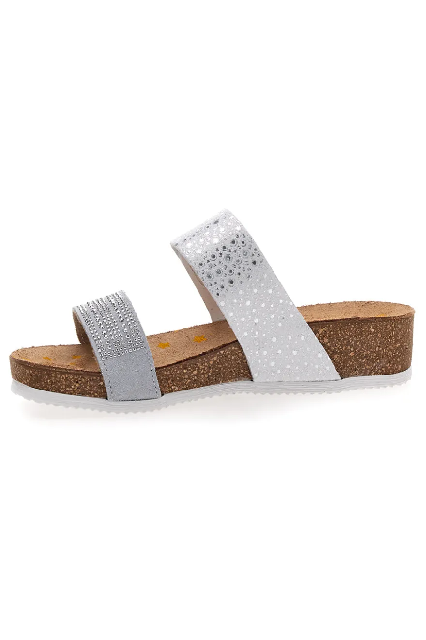 Ciabatte Bianche Con Brillantini Argentati Pittarello Bio 293480