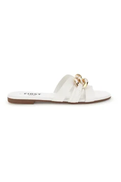 Ciabatte bianche con catena decorativa The first chic PREA1320