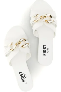 Ciabatte bianche con catena decorativa The first chic PREA1320