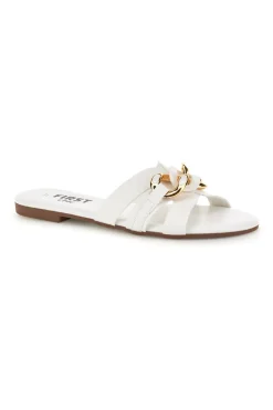 Ciabatte bianche con catena decorativa The first chic PREA1320