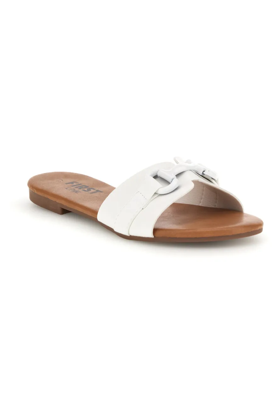 Ciabatte bianche con catena decorativa The first chic PREA441