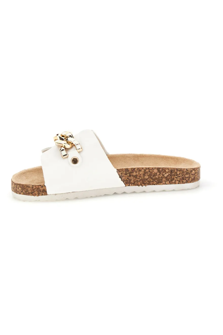 Ciabatte Bianche con Catena Dorata Pitt kids 14614