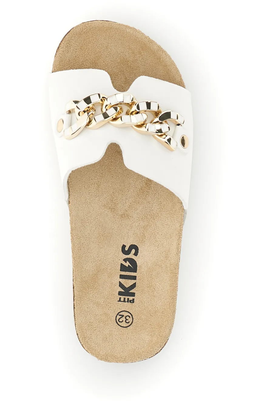 Ciabatte Bianche con Catena Dorata Pitt kids 14614