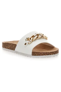 Ciabatte Bianche Con Catenina Oro Pitt Kids 14450