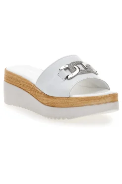 Ciabatte Bianche con Catenina Argento e Platform Pittarello Love 3456