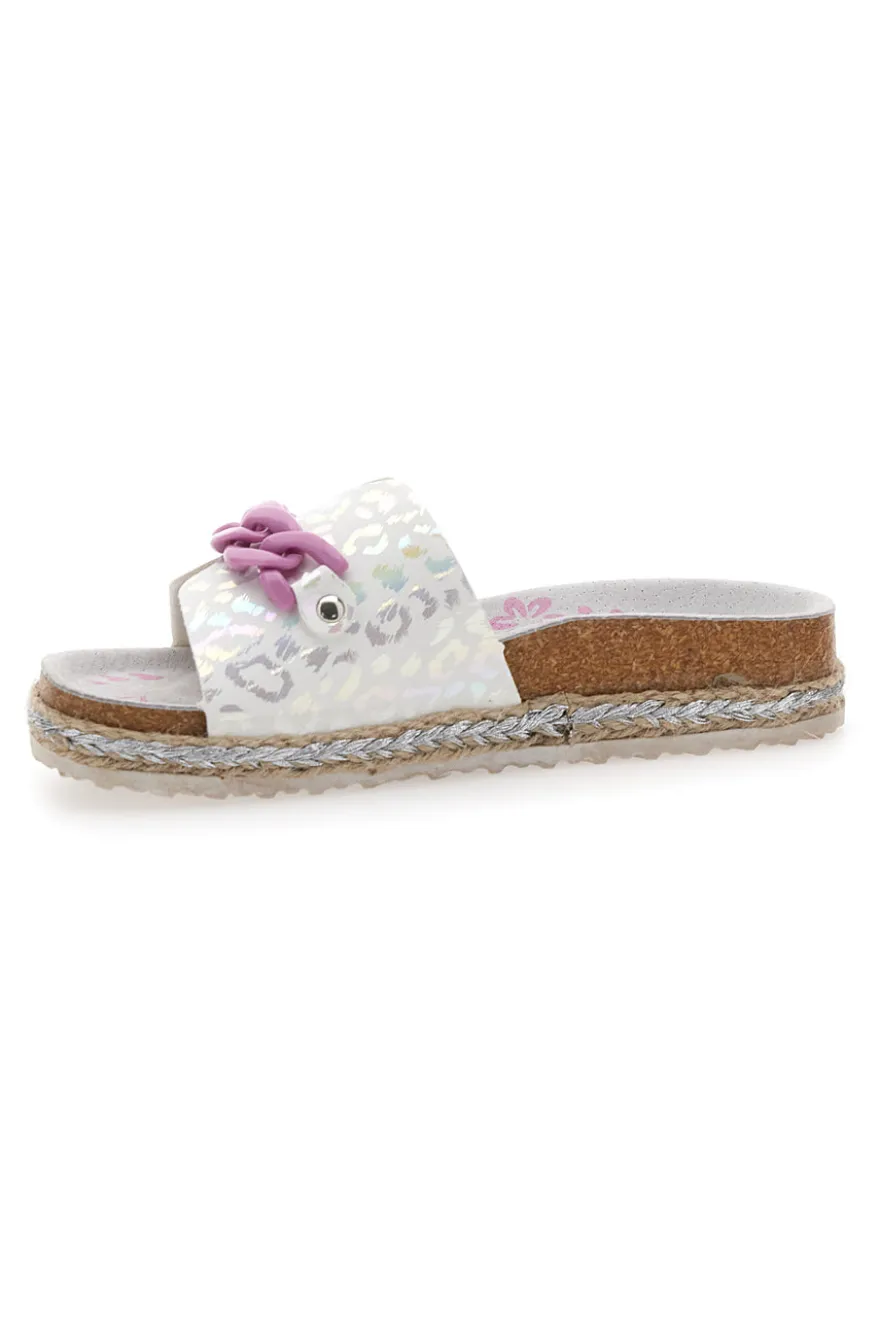 Ciabatte bianche con cuore glitter rosa Pitt Kids 14436
