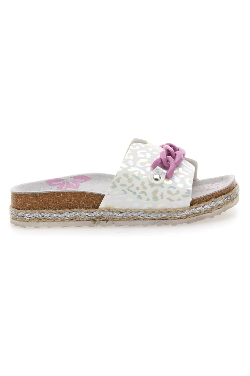 Ciabatte bianche con cuore glitter rosa Pitt Kids 14436