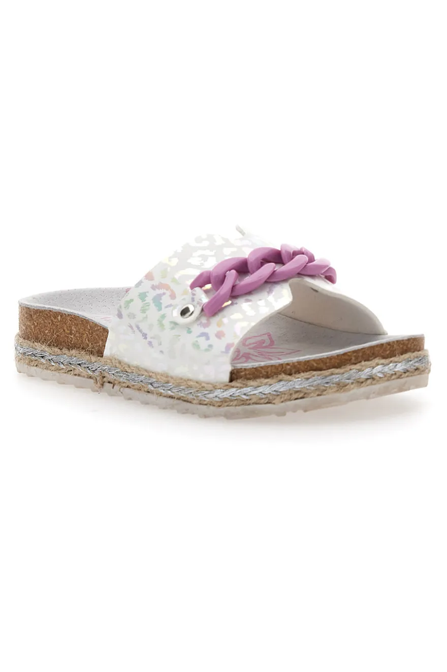 Ciabatte bianche con cuore glitter rosa Pitt Kids 14436