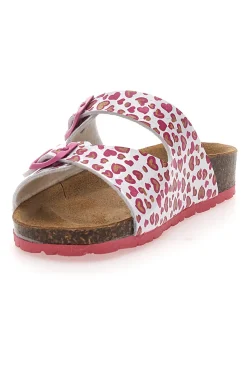 Ciabatte Bianche con Cuori Rosa e Doppia Fibbia PITT KIDS 40021CUV