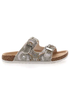 Ciabatte bianche con doppia fibbia e glitter Pitt Kids 14501