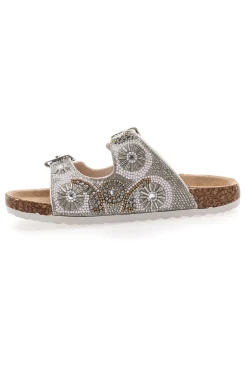 Ciabatte bianche con doppia fibbia e glitter Pitt Kids 14501