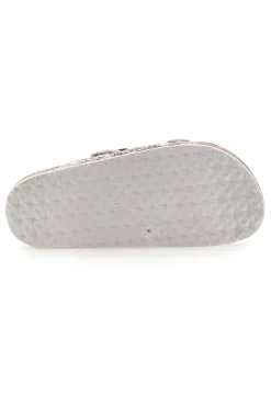 Ciabatte bianche con doppia fibbia e glitter Pitt Kids 14501