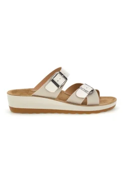 Ciabatte bianche con doppia fascia regolabile e zeppa Fly flot 90420k26hc
