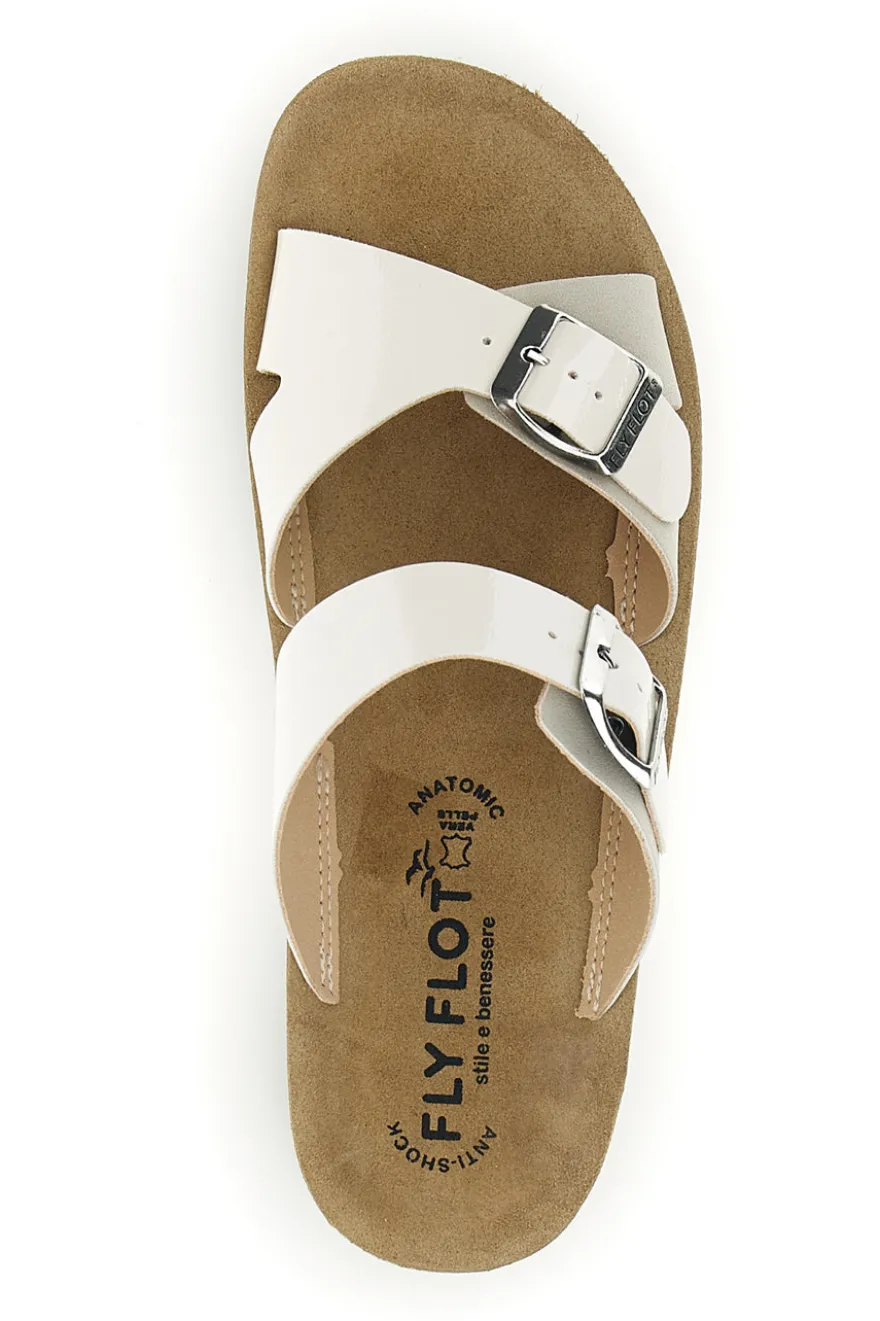 Ciabatte bianche con doppia fascia regolabile e zeppa Fly flot 90420k26hc