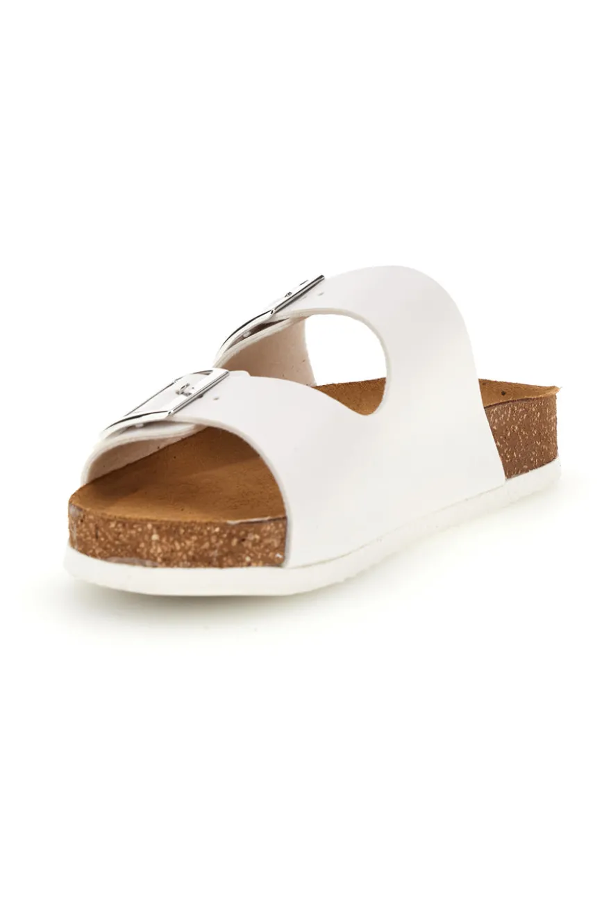 Ciabatte bianche con doppia fascia regolabile Made in Italy in vera pelle Superga S31C731