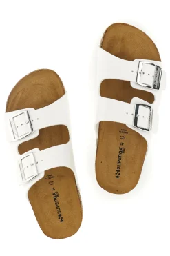 Ciabatte bianche con doppia fascia regolabile Made in Italy in vera pelle Superga S31C731
