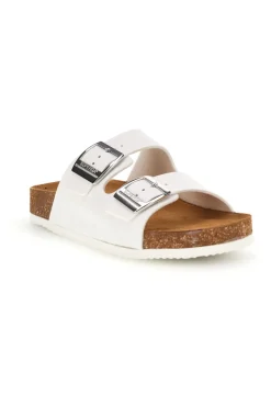 Ciabatte bianche con doppia fascia regolabile Made in Italy in vera pelle Superga S31C731