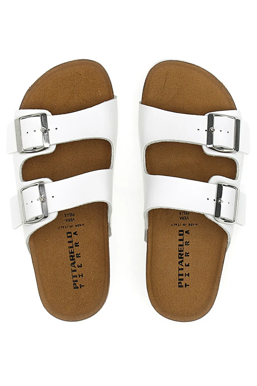 Ciabatte Bianche con Doppia Fibbia Made in Italy PITTARELLO TIERRA 335A00630SR