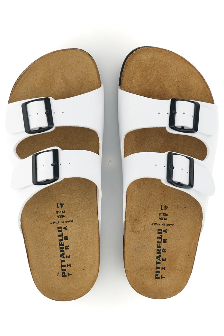 Ciabatte bianche con doppia fibbia Pittarello tierra 335A038SR