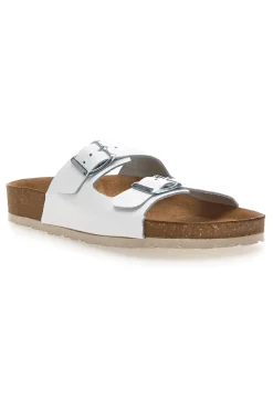 Ciabatte Bianche con Doppia Fascia e Sottopiede in Pelle INBLU 20 ND