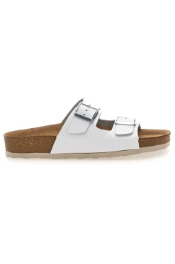 Ciabatte Bianche con Doppia Fascia e Sottopiede in Pelle INBLU 20 ND