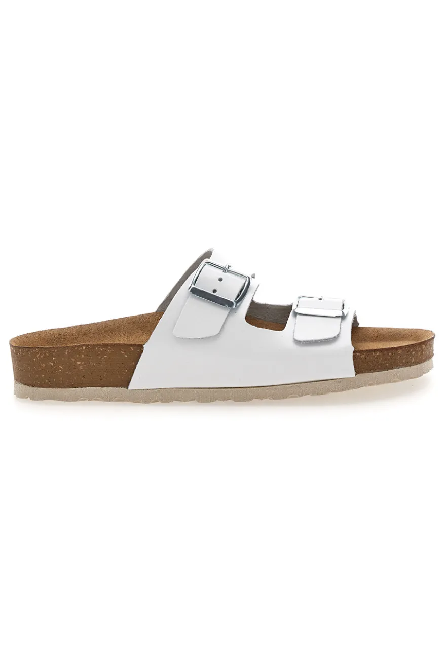 Ciabatte Bianche con Doppia Fascia e Sottopiede in Pelle INBLU 20 ND